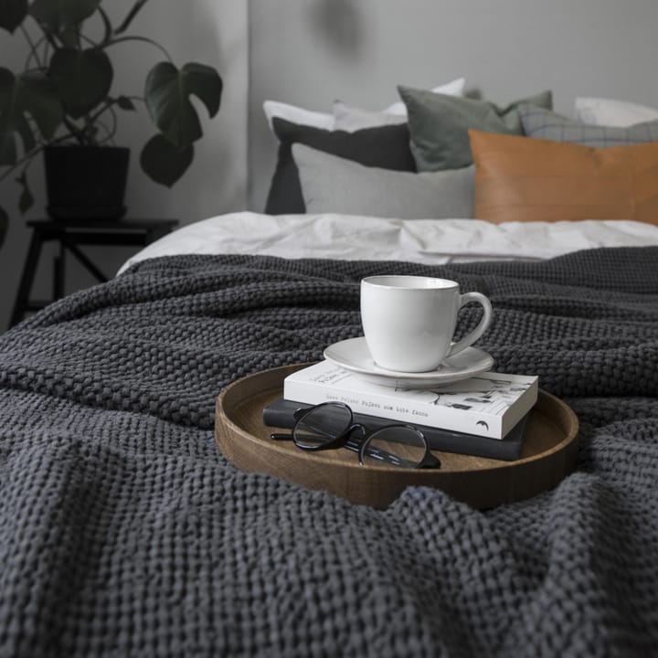 Moss sengetæppe 160x260 cm - Charcoal (grå) - Scandi Living