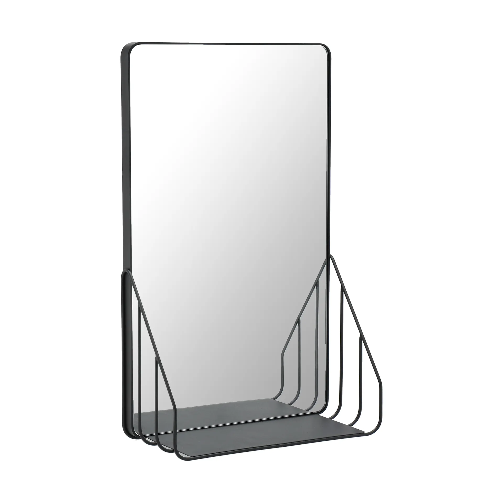 Nod spejl med hylde 30x50 cm, Black Scandi Living