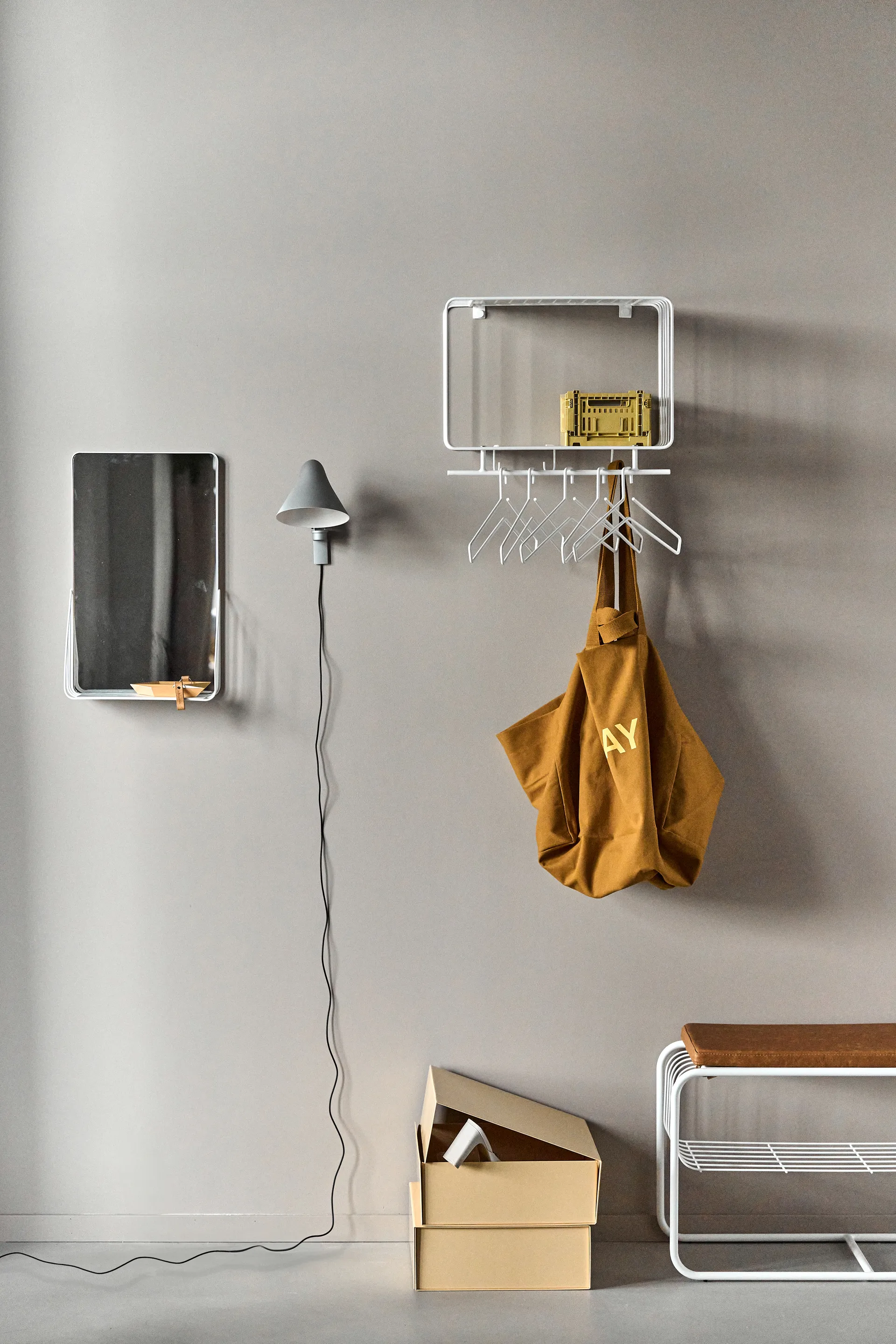 Nod spejl med hylde 30x50 cm, White Scandi Living