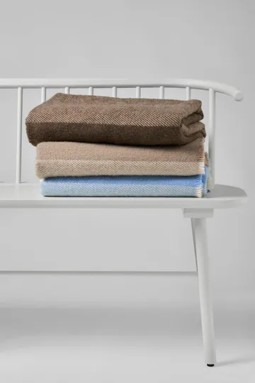 Row stribet uldplaid - Brun, 120x185 cm - Scandi Living