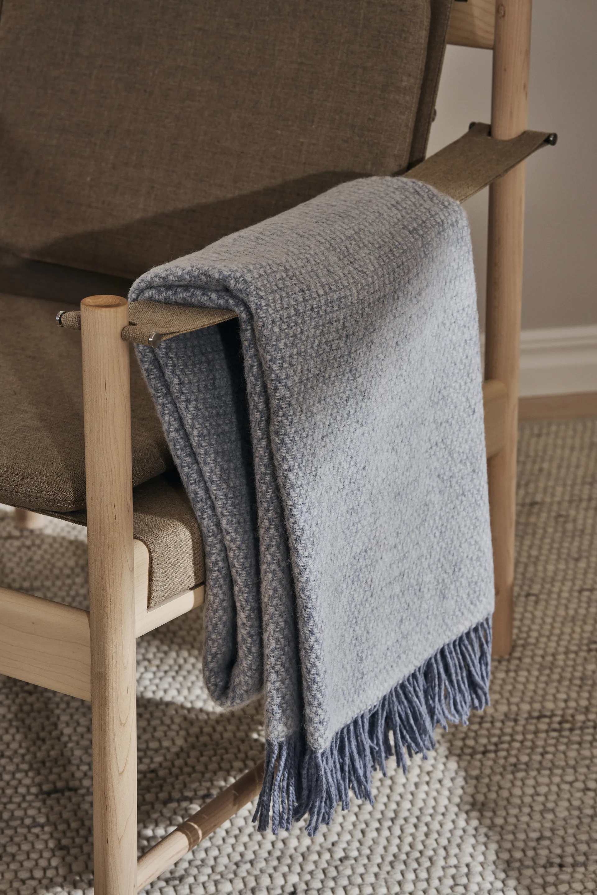 Sandstone uldplaid 130x180 cm, Dueblå Melange Scandi Living