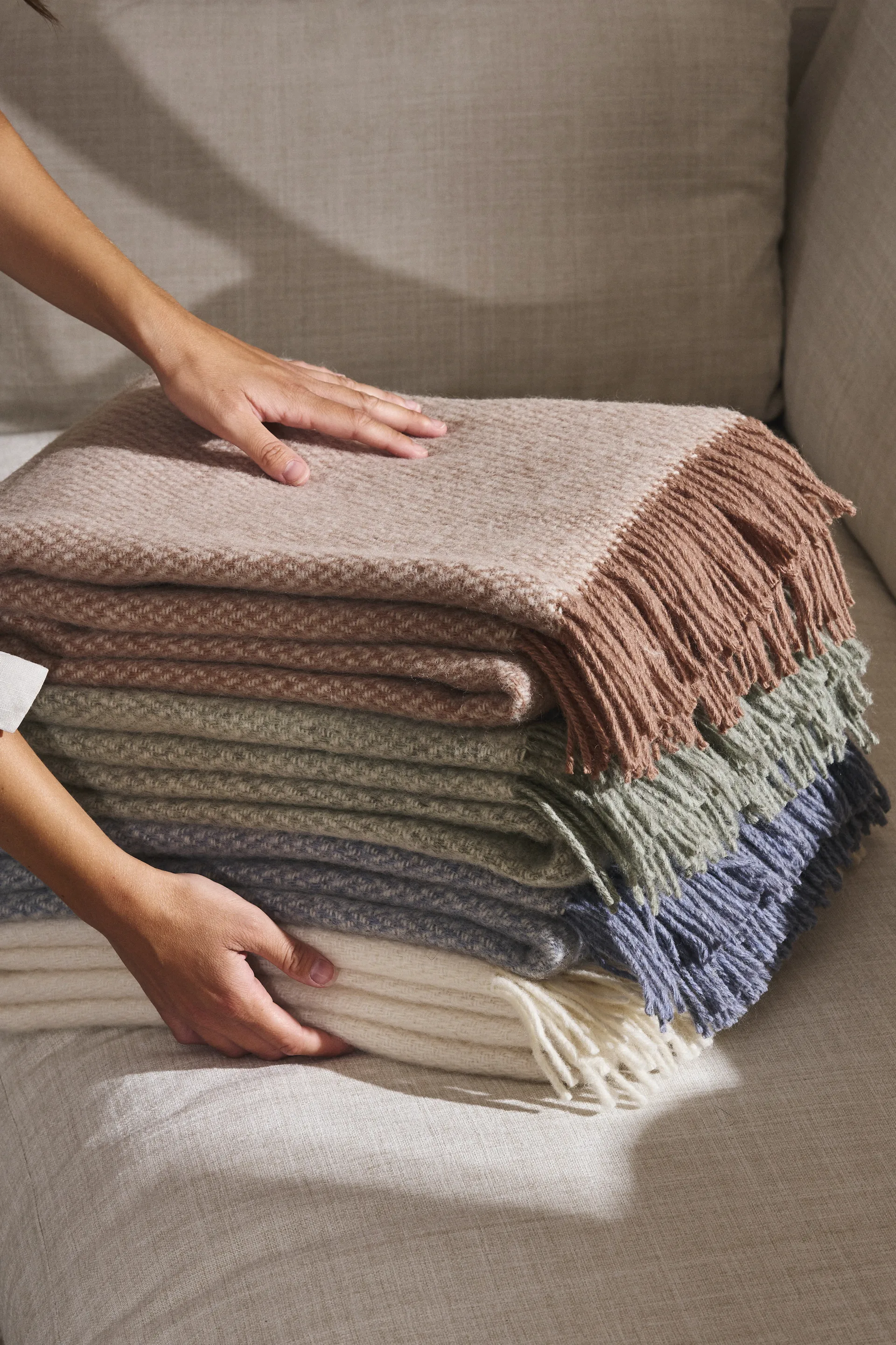 Sandstone uldplaid 130x180 cm, Mocca Scandi Living