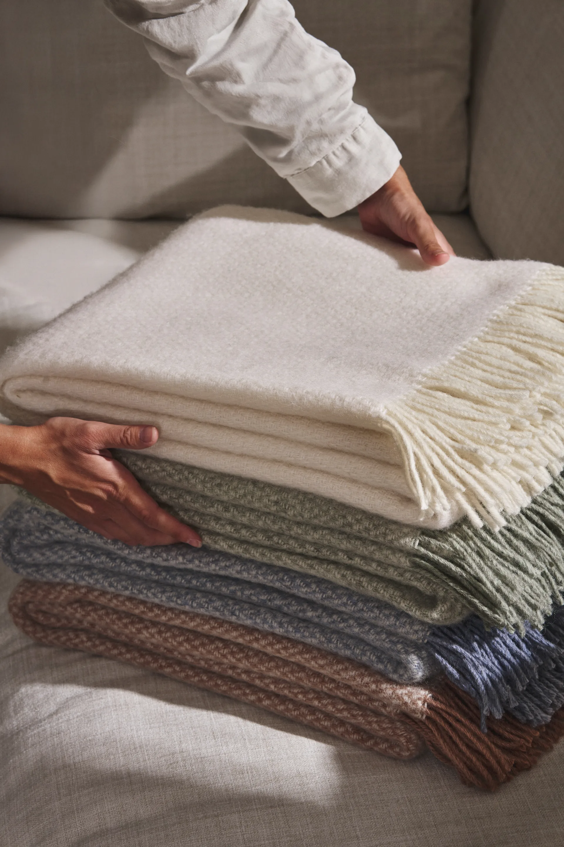 Sandstone uldplaid 130x180 cm, Mocca Scandi Living