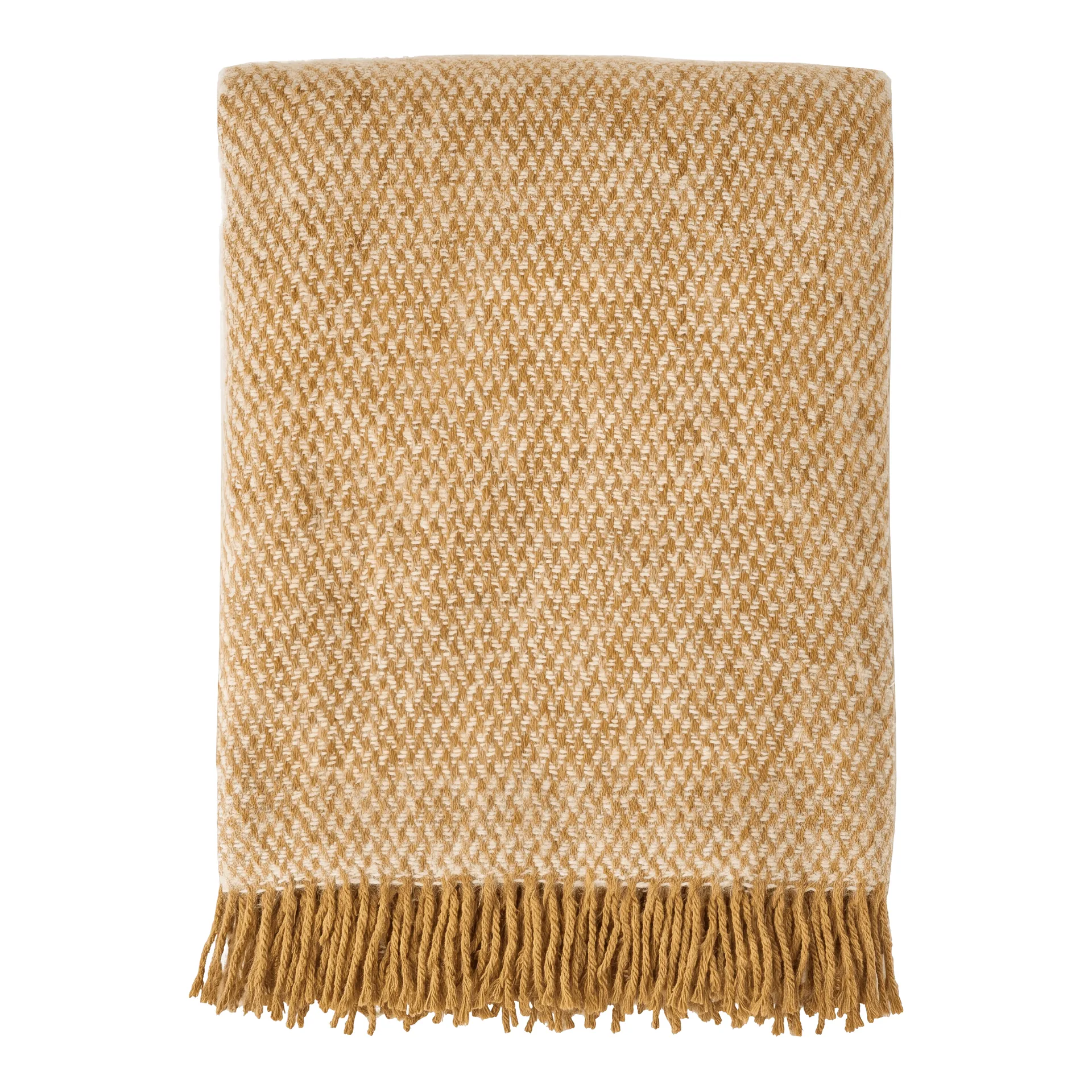 Scandi Living Sandstone uldplaid 130x180 cm Mustard