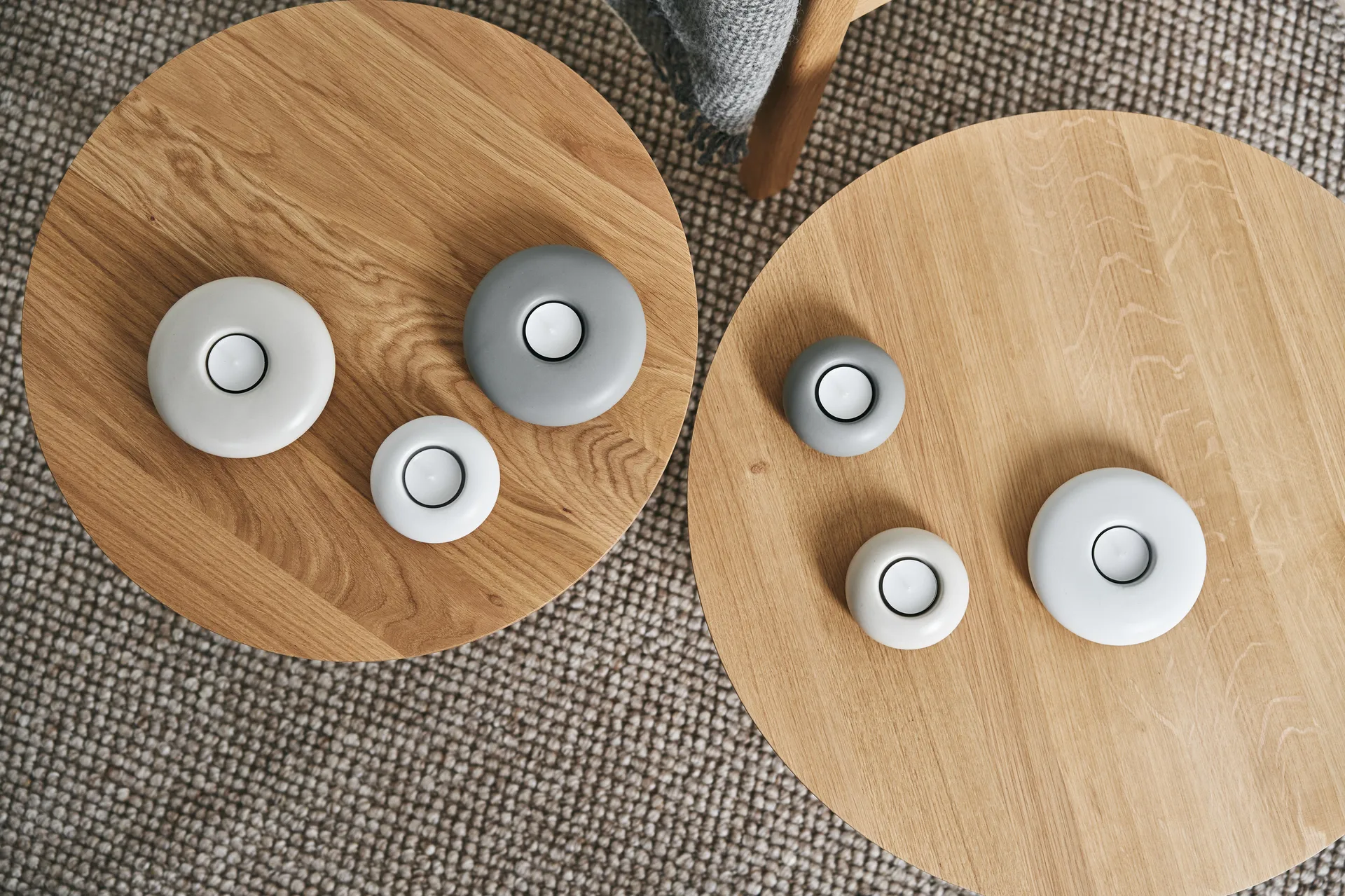 Stone fyrfadsstage Ø9 cm, Grå Scandi Living