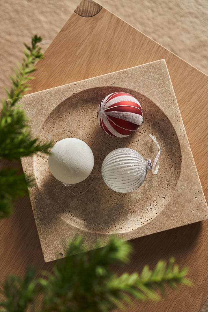 Tradition juletræskugle 6-pak, Red/White Scandi Living