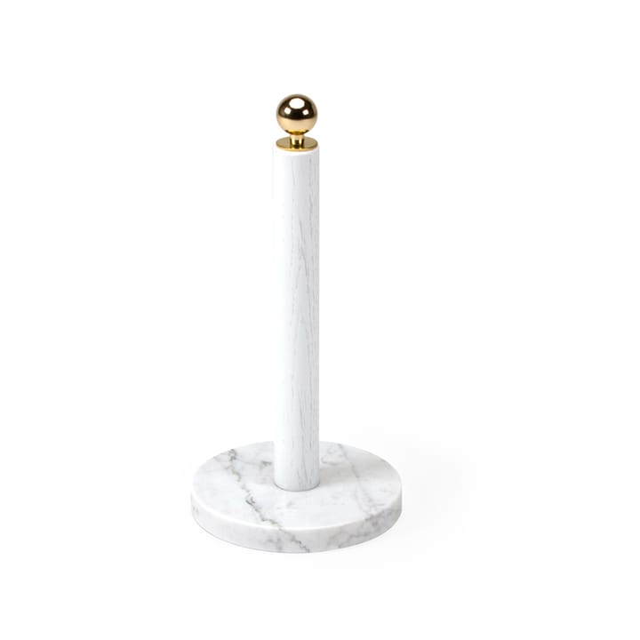 Køkkenrulleholder - Hvid, messingknop - Scherlin