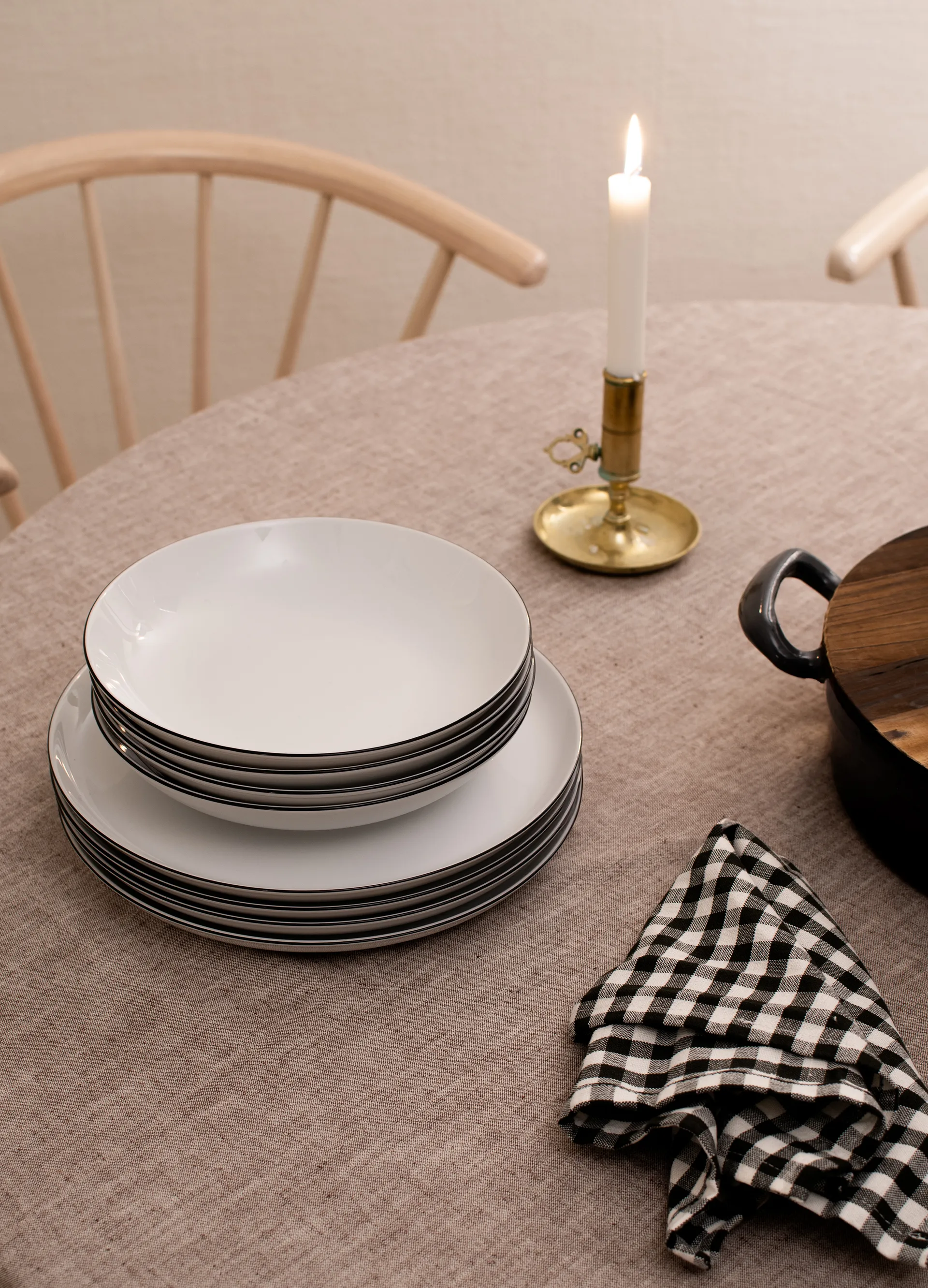 Lido black line servicesæt 12 dele, Hvid med sort kant Seltmann Weiden