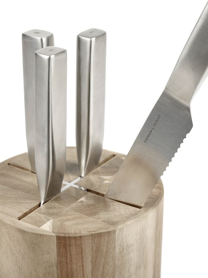 Base knivsæt med knivblok 5 dele - Wood-steel grey - Serax