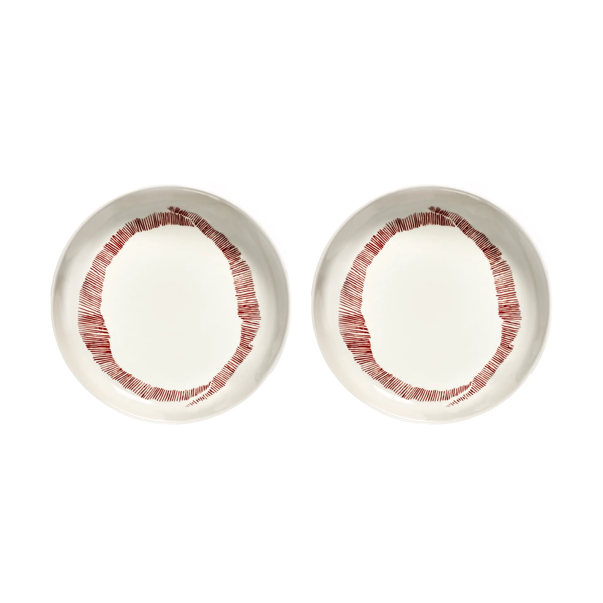 Ottolenghi Feast dyb tallerken Ø22 cm 2-pak, White stripes-red Serax