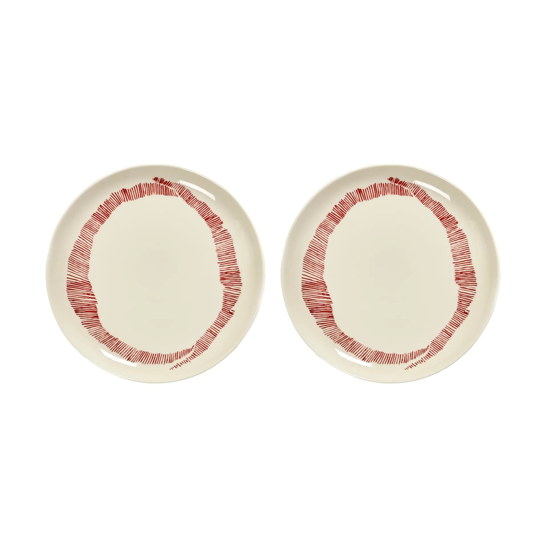 Ottolenghi Feast tallerken M Ø22,5 cm 2-pak, White stripes-red Serax