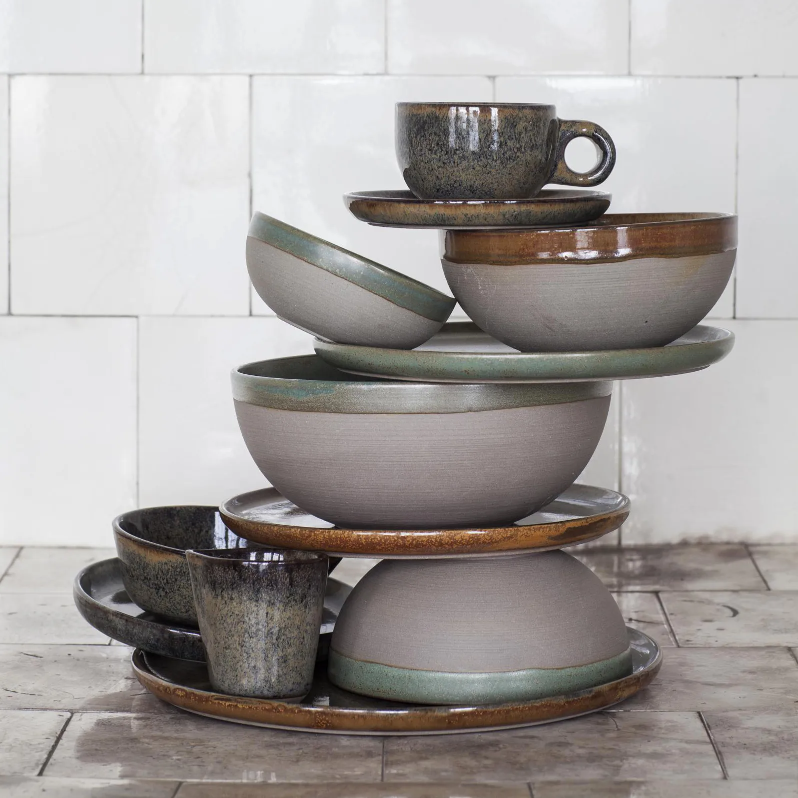 Surface kaffekop med underkop 13 cl, Indi grey Serax