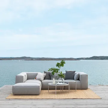 Asker sofamodul - Sunbrella Sling light grey, fodskammel - Skargaarden
