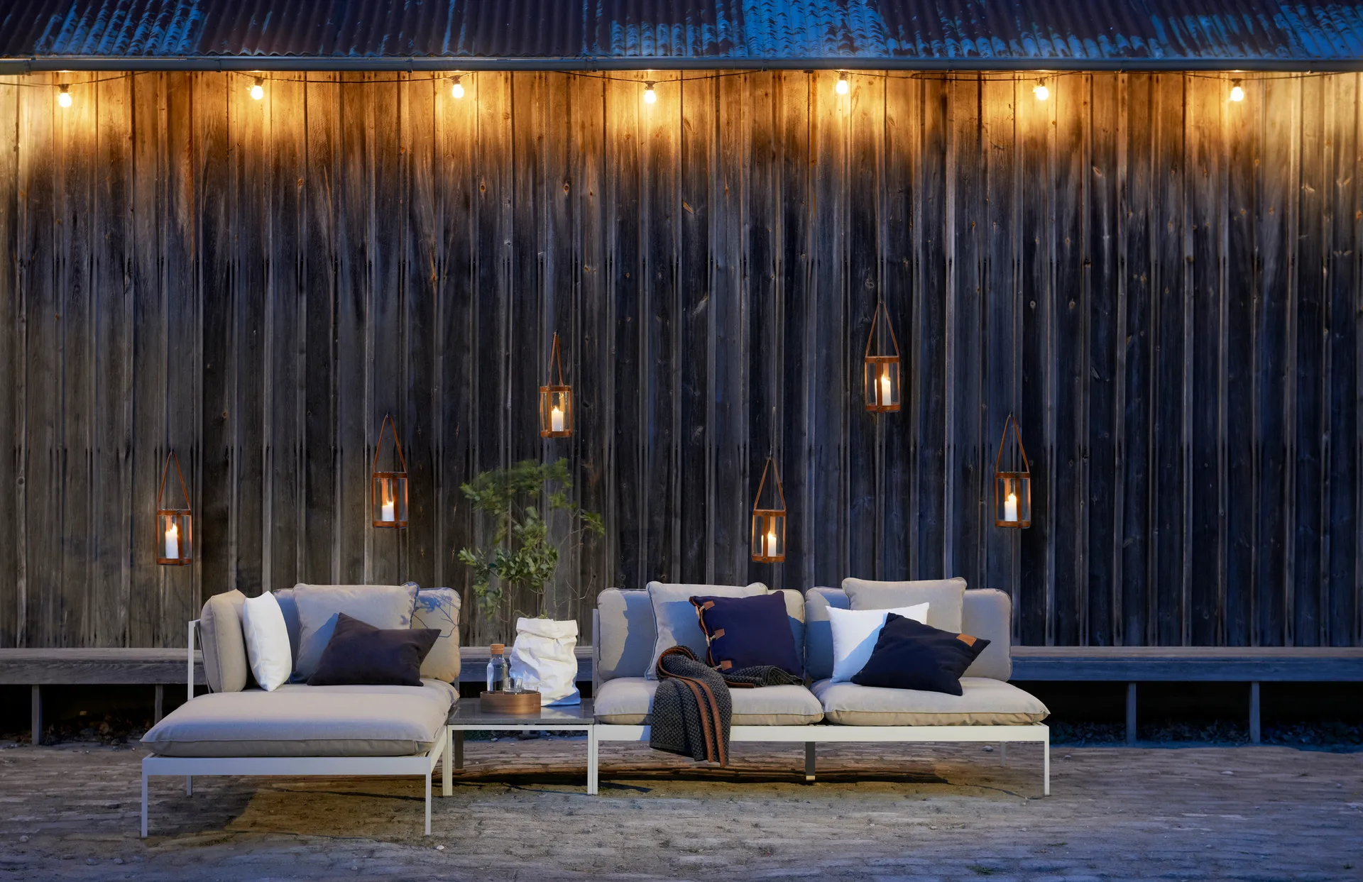 Bönan hjørnemodul lysegrå aluminium-beige linned,  Skargaarden