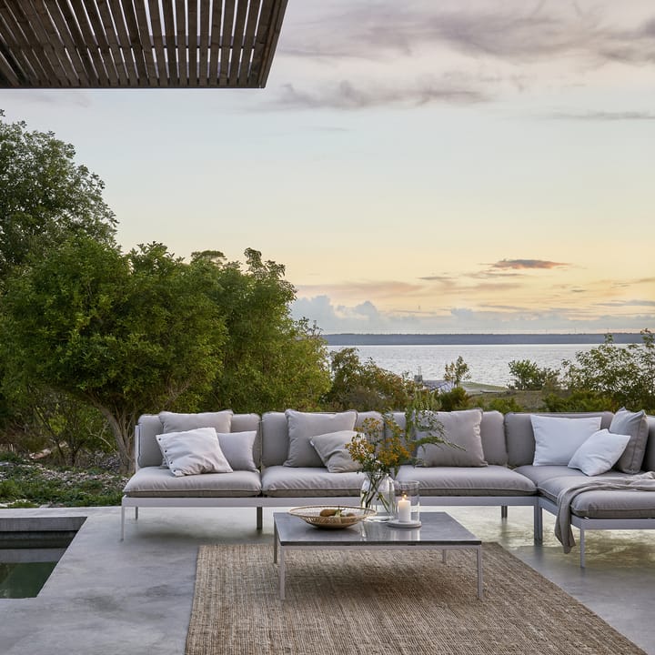 Bönan modulsofa, Sunbrella Ashe light grey, 1-personers, mørkegrå aluminiumsramme Skargaarden