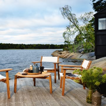 Djurö lounge lænestol - Batyline white, teak - Skargaarden