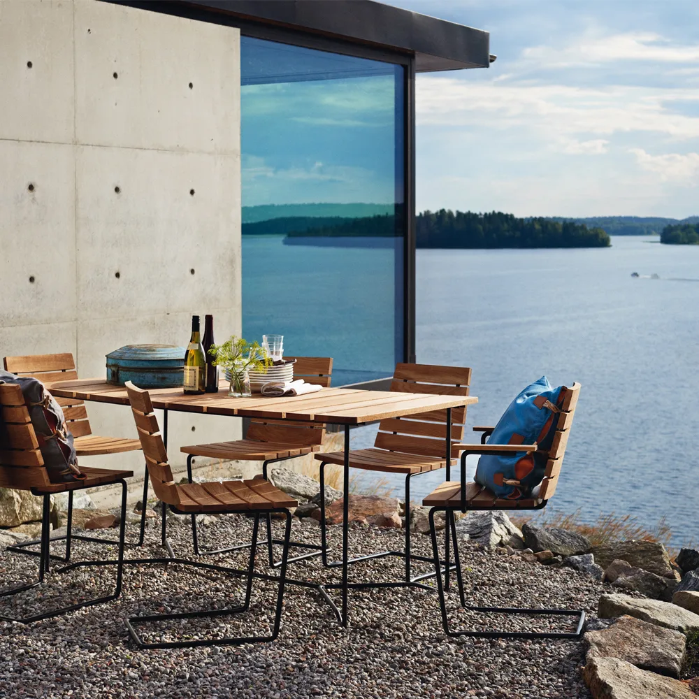 Grinda stol, Teak, sort stativ Skargaarden