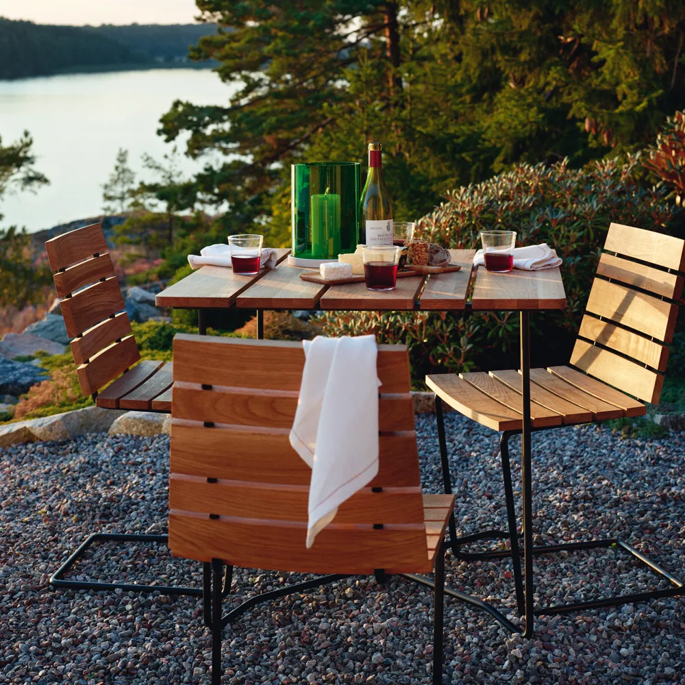 Grinda stol, Teak, sort stativ Skargaarden