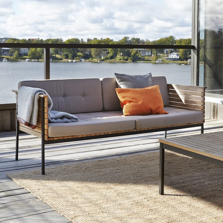 Häringe sofabord, Teak, large, sort stålstativ Skargaarden