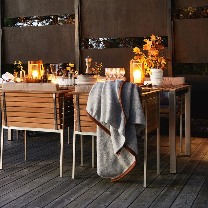 Häringe spisebord, Teak, medium, sort stålstativ Skargaarden
