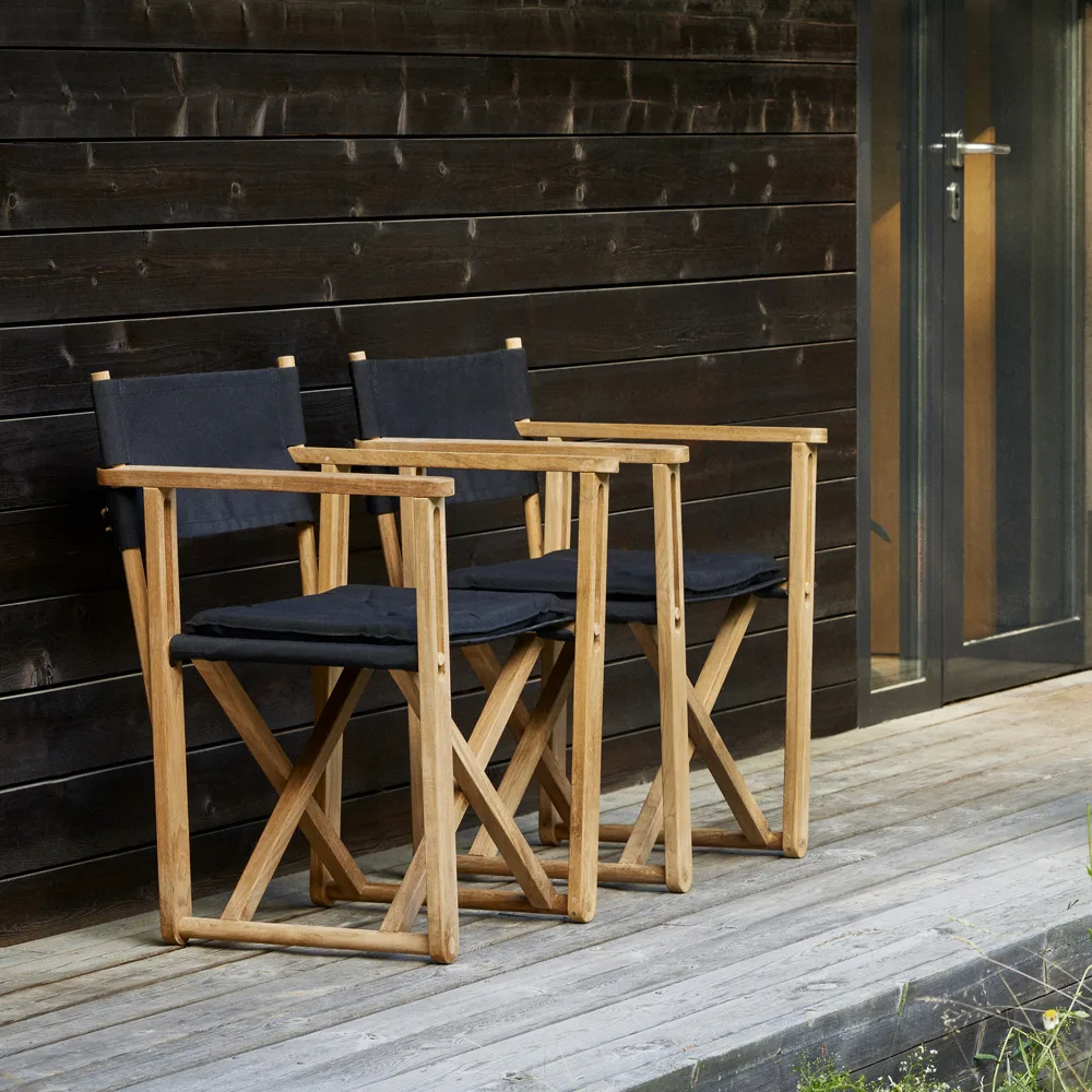 Kryss Dining armstol, Agora Nautic black, teak Skargaarden