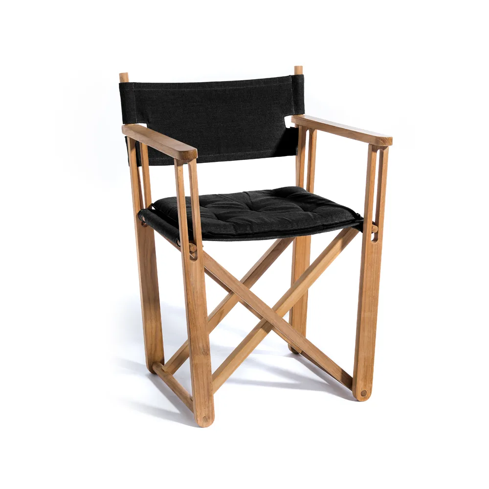 Kryss Dining armstol, Agora Nautic black, teak Skargaarden