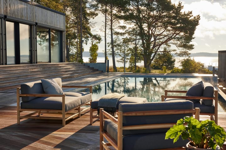 Saltholm sofa teak-gråbrun pude Skargaarden