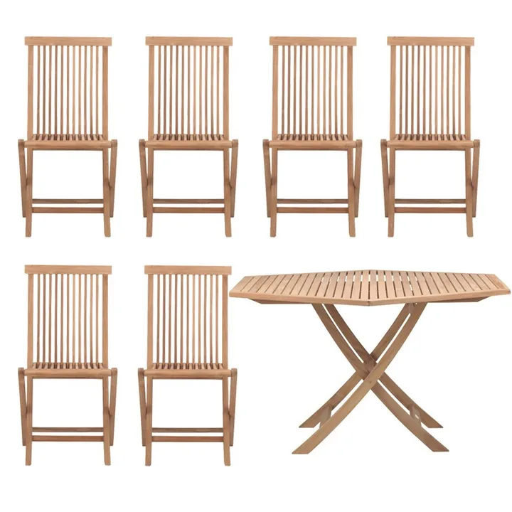 Viken Havemøbelsæt - 1 bord og 6 stole - teak - Skargaarden