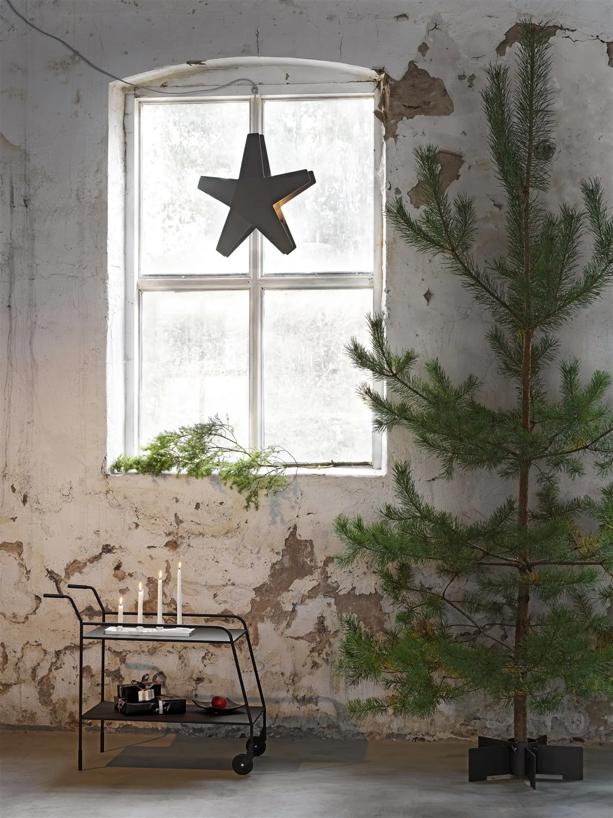 Advent Stjerne Adventsstjerne, Grå-grå ledning, 60 cm SMD Design