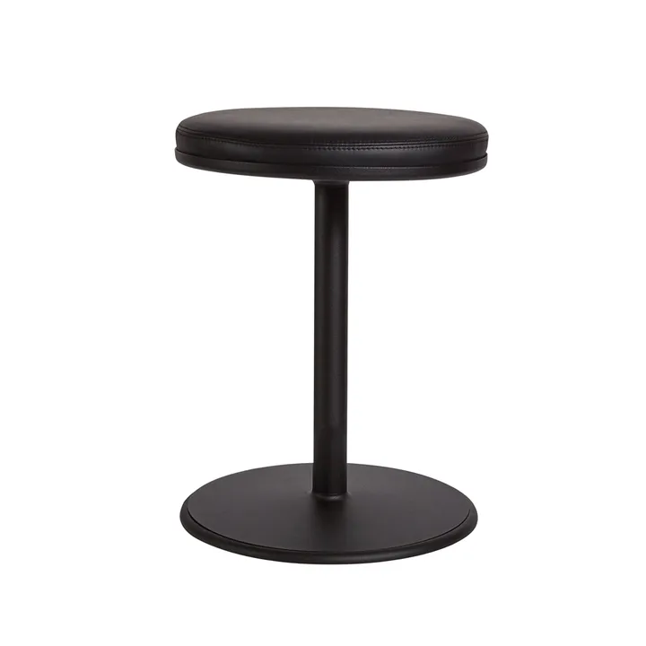 Orbit rund skammel - Sort, sort læder, Ø36x54 cm - SMD Design