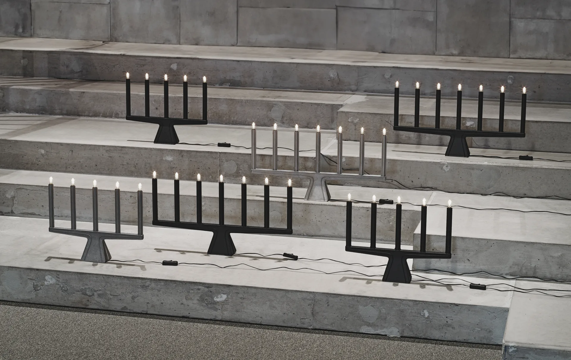 Stella 7 adventslysestage 60 cm, Rå aluminium SMD Design
