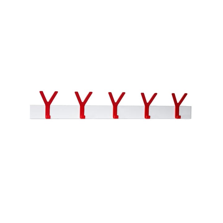 Y knagerække - hvid, 5 røde kroge - SMD Design