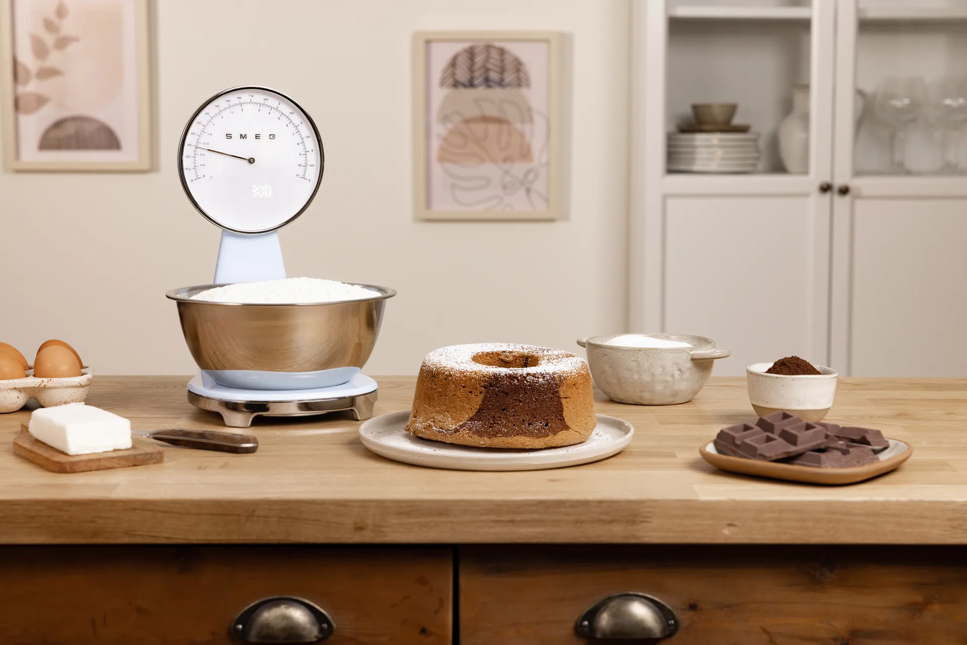 Smeg 50's Style analog køkkenvægt, Pastell blue Smeg