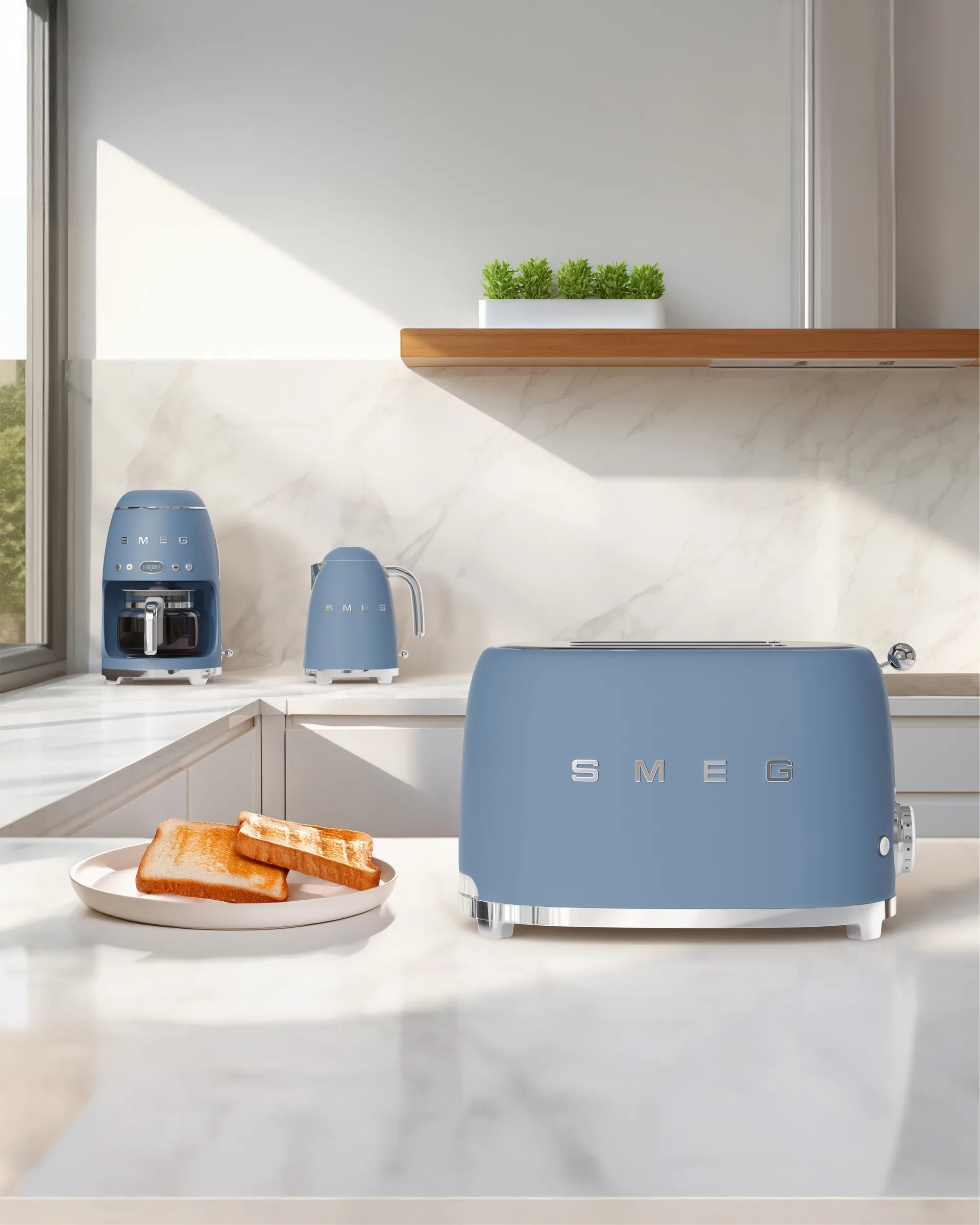 Smeg 50's Style brødrister 2 skiver, Storm blue Smeg