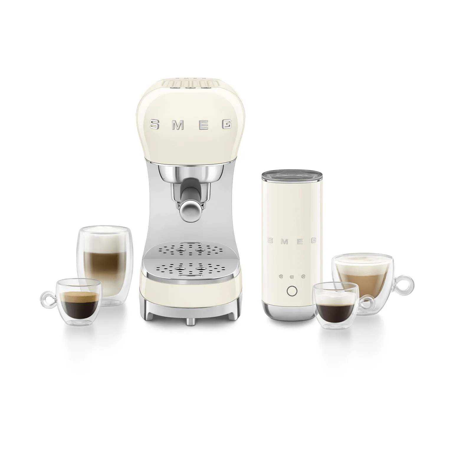 Smeg 50's Style espressomaskine med mælkeskummer, Creme Smeg