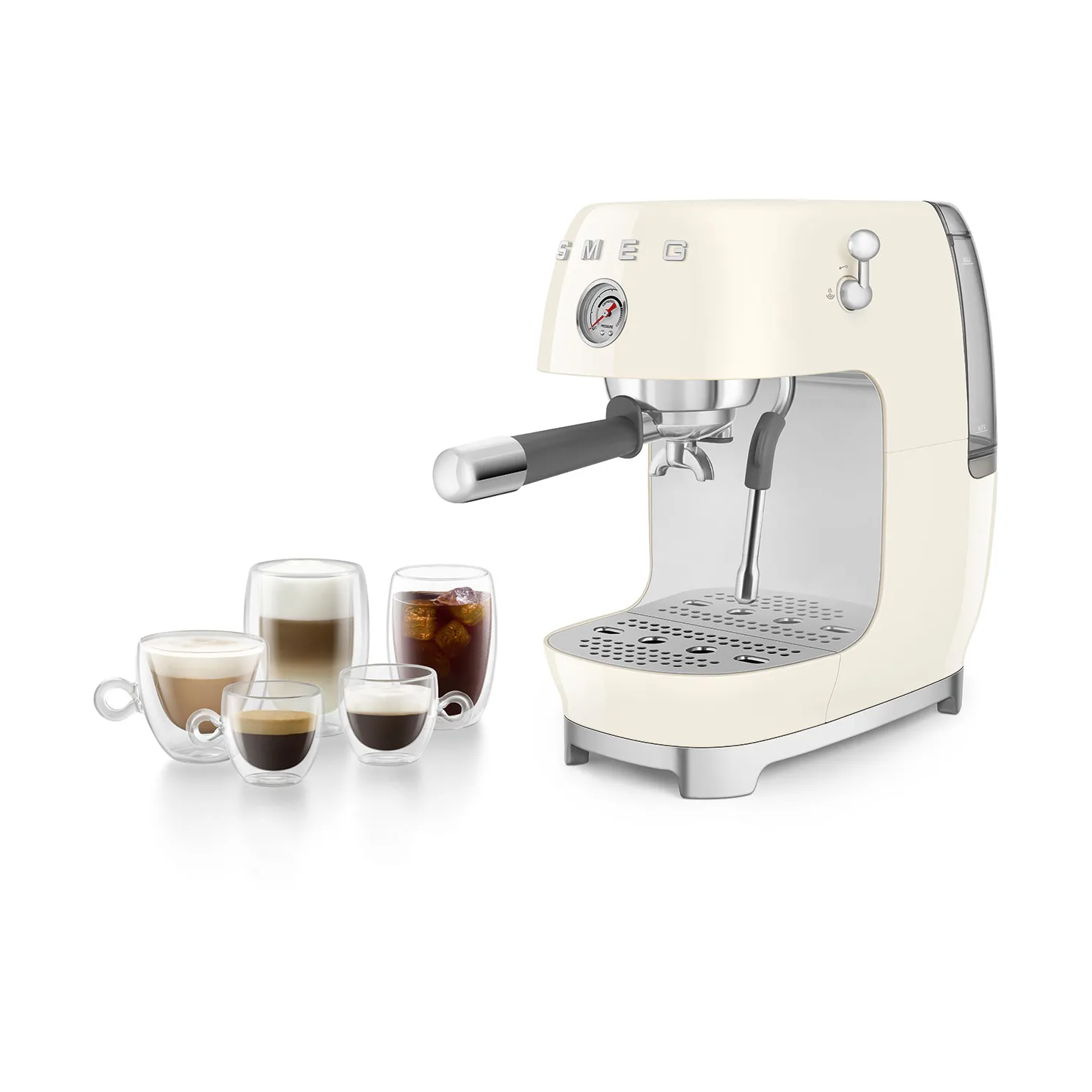 Smeg 50's style halvautomatisk espressomaskine ECF03, Creme Smeg