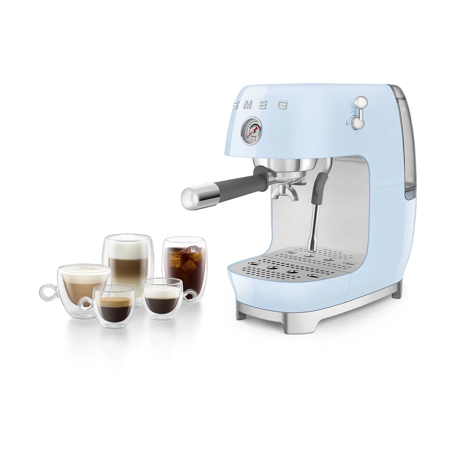 Smeg 50's style halvautomatisk espressomaskine ECF03, Pastel blue Smeg