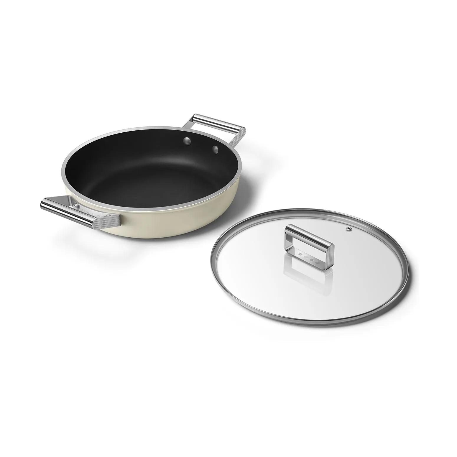 Smeg 50's style keramisk sauterpande med låg Ø28 cm, Cream Smeg