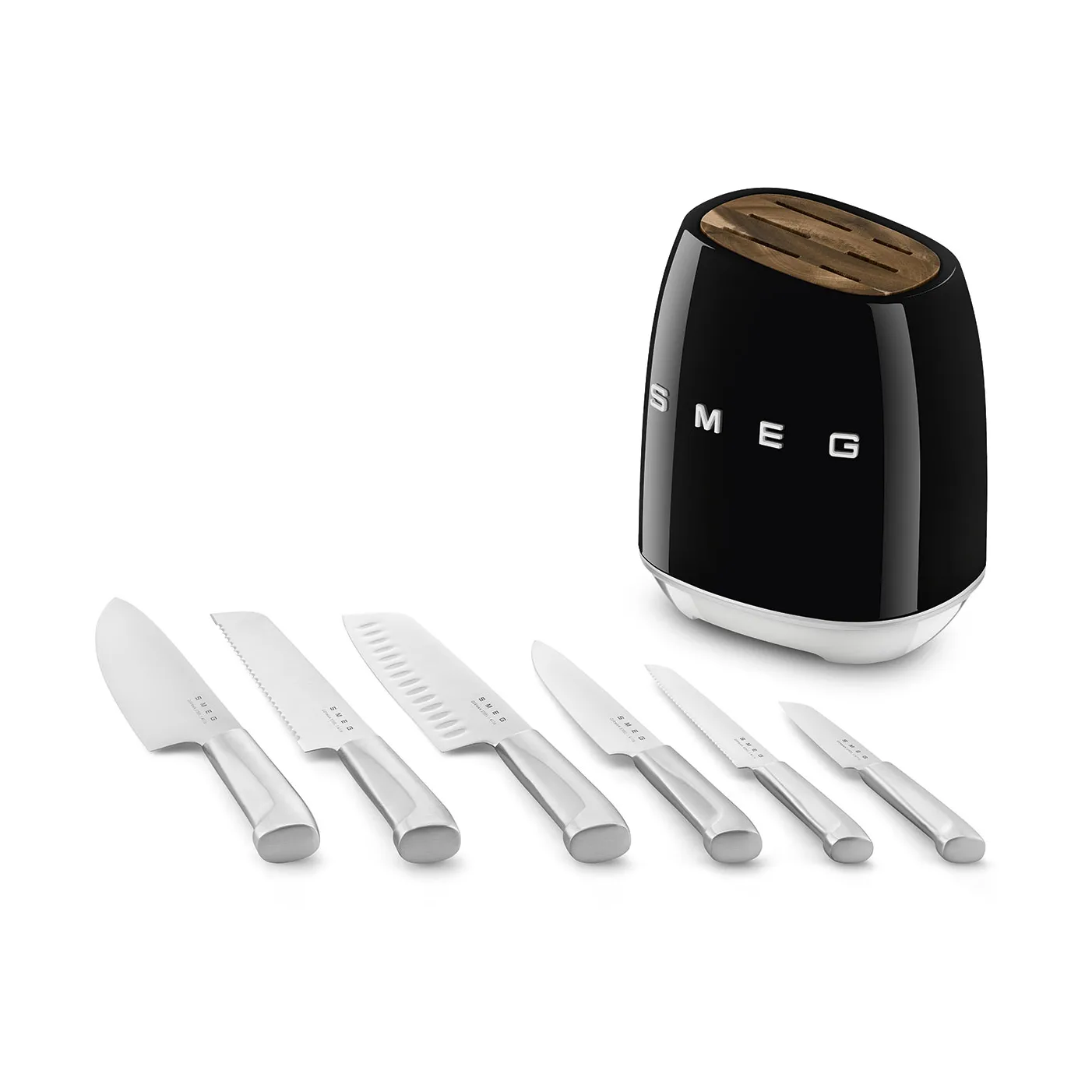 Smeg 50's Style knivset 7 dele, Black Smeg