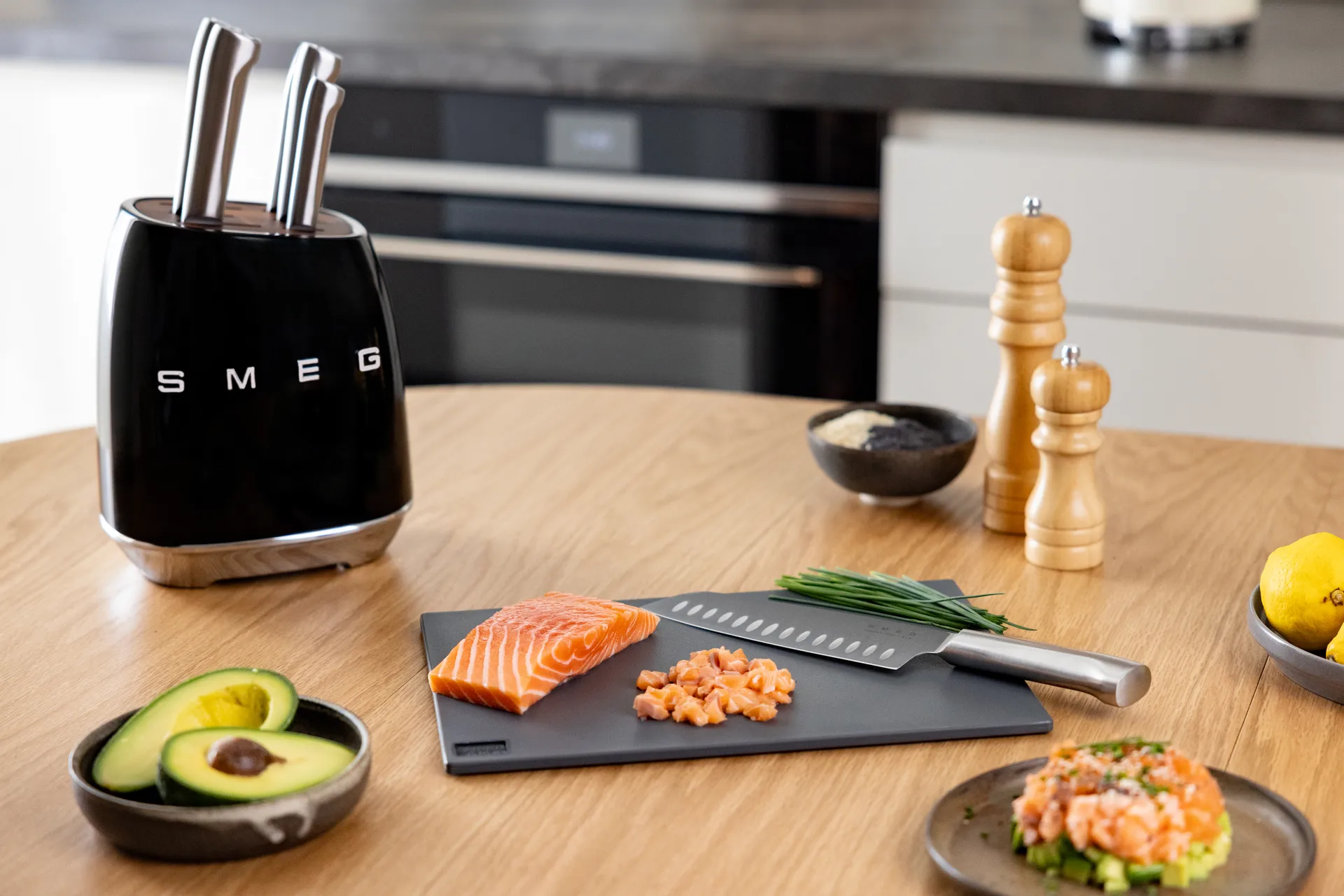 Smeg 50's Style knivset 7 dele, Black Smeg