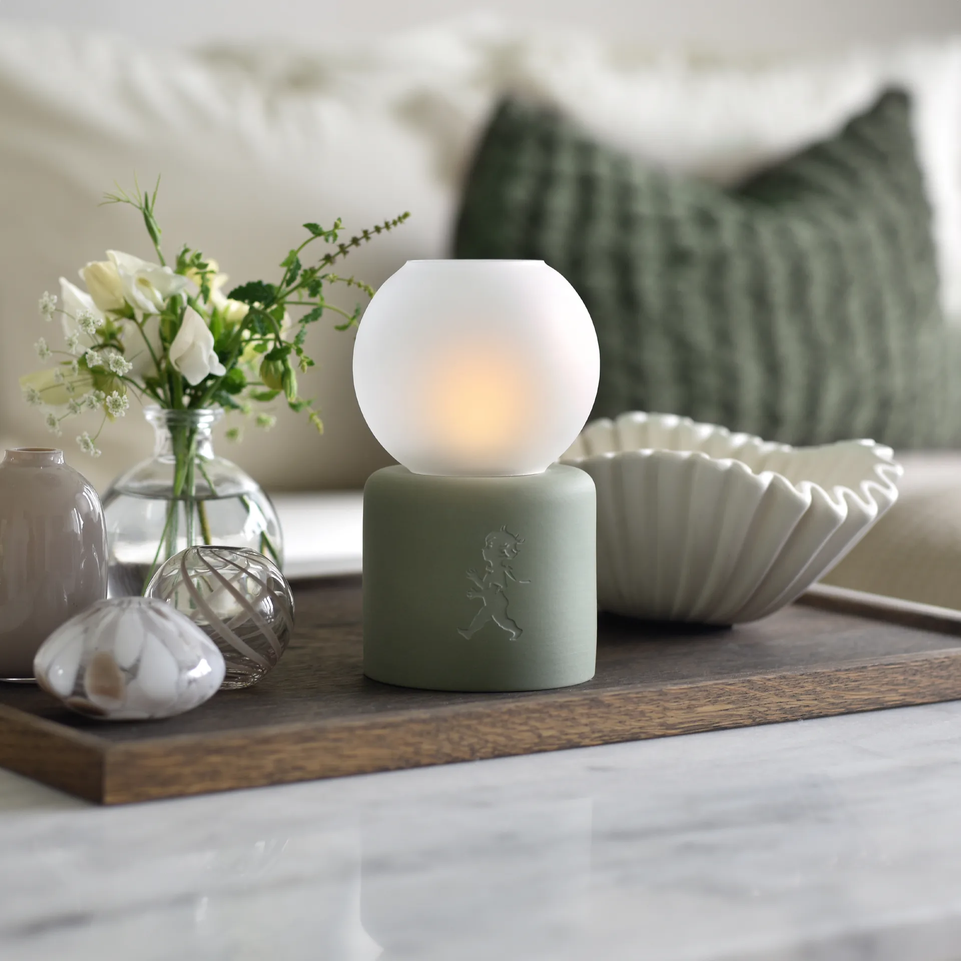 Globe fyrfadsstage Ø9,5x17 cm, Grøn Solstickan Design