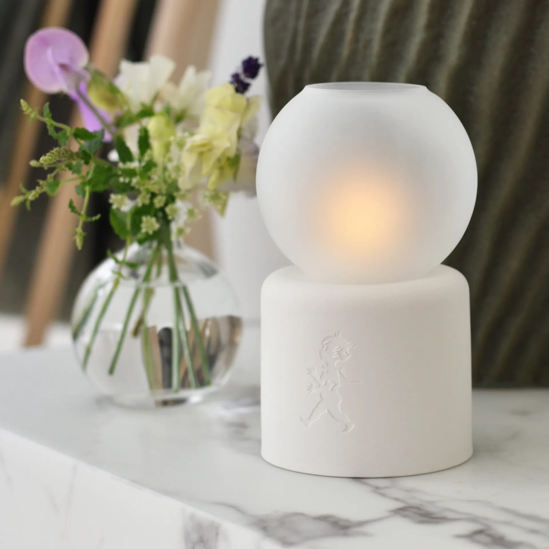 Globe fyrfadsstage Ø9,5x17 cm, Hvid Solstickan Design