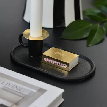 Kammarljusstage med tændstikæskeholder - Sort - Solstickan Design