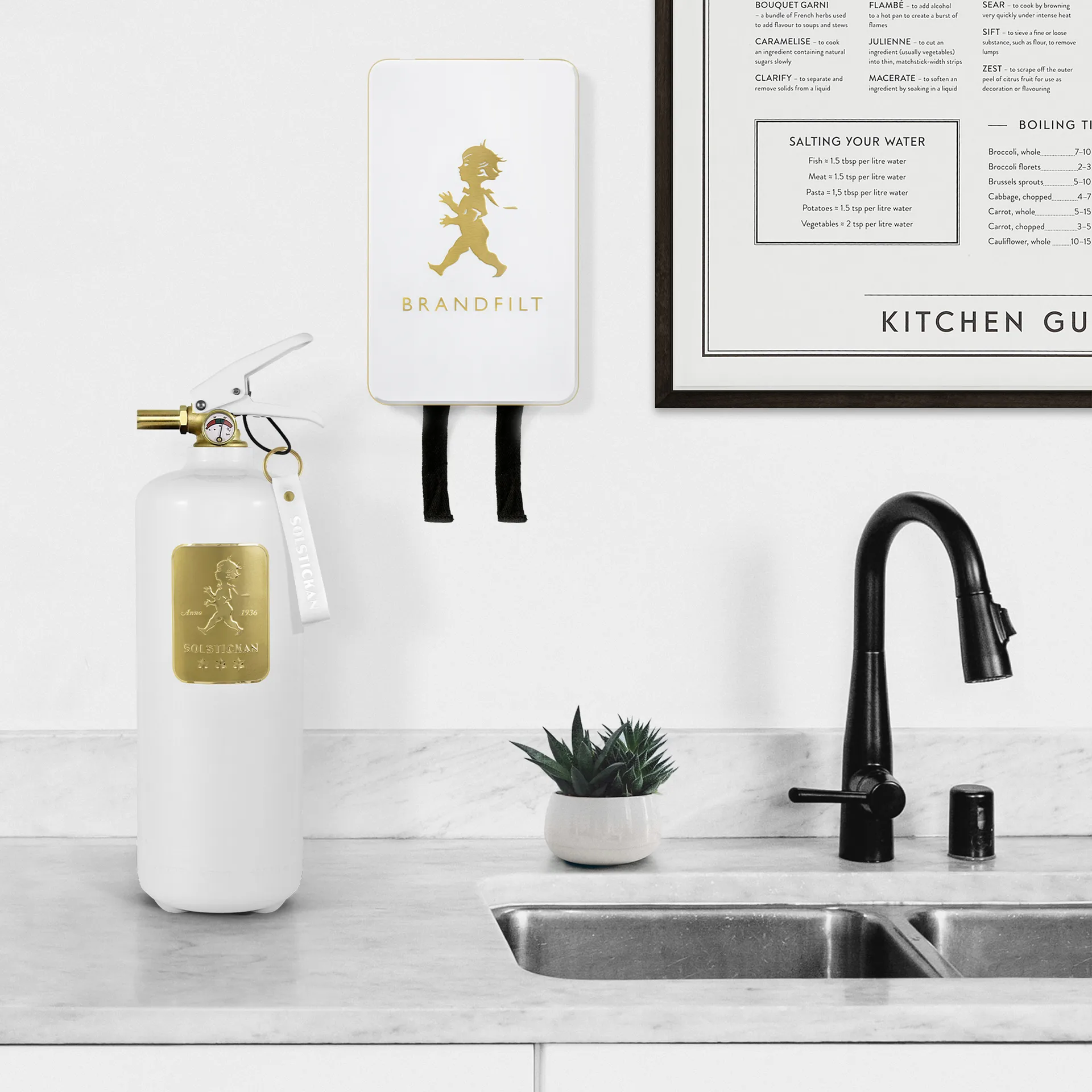 Solstickan brandslukker 2 kg, Hvid/Guld Solstickan Design