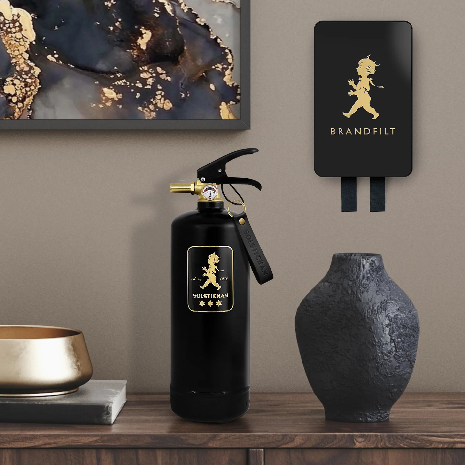 Solstickan brandtæppe 120x120 cm 2023, Sort/Guld Solstickan Design