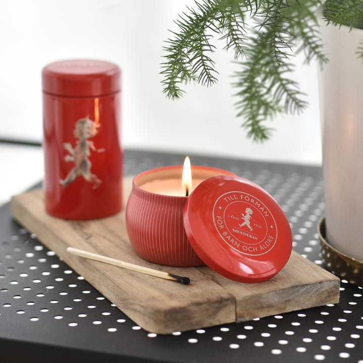 Solstickan gaveæske duftlys + tændstikrør - Rød duftlys kanel & appelsin - Solstickan Design