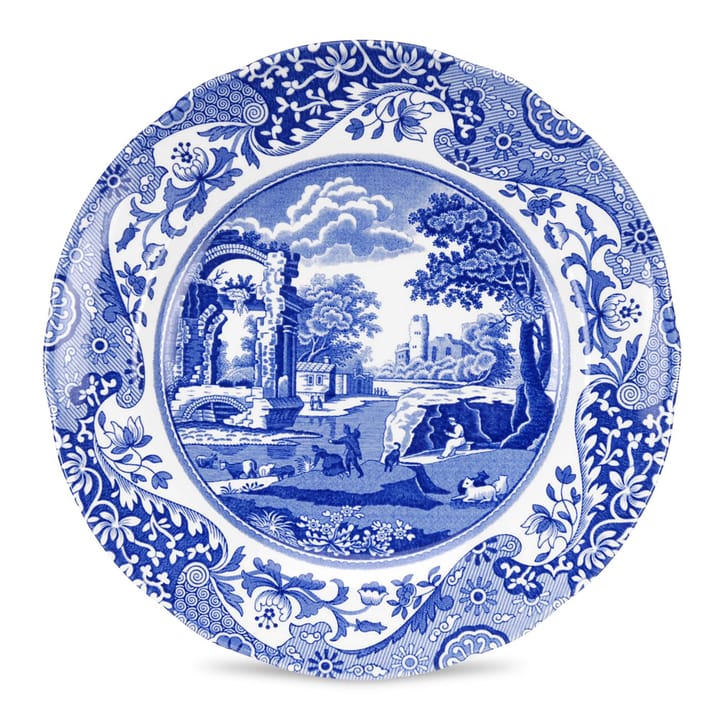 Blå italiensk sidetallerken / kagetallerken - 20 cm - Spode