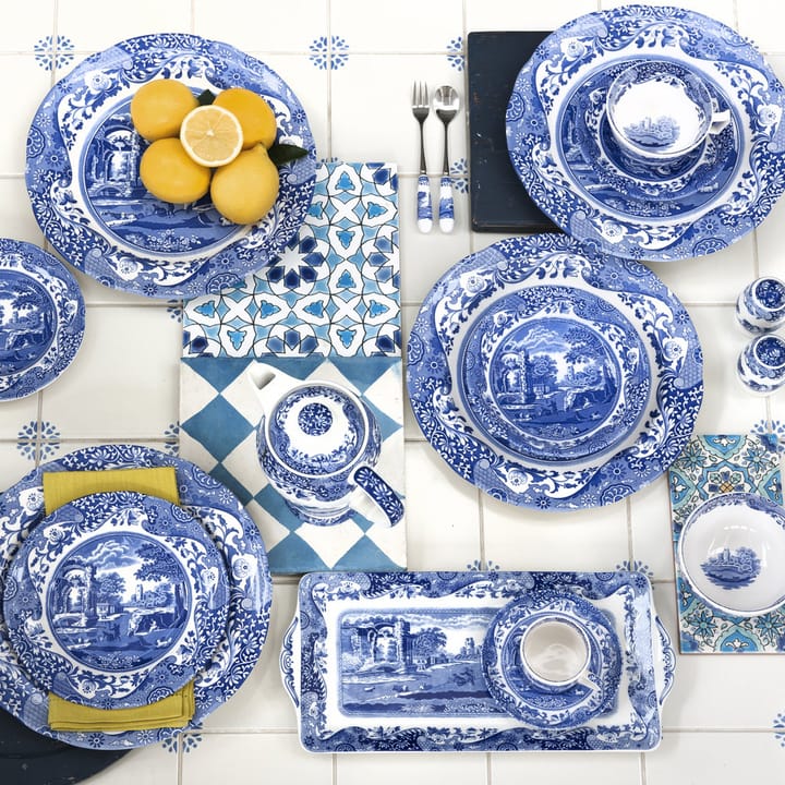 Blå italiensk tekop og tallerken, 20 cl Spode