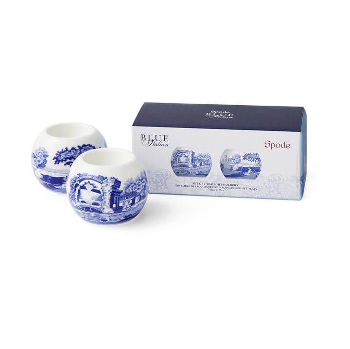 Blue Italian fyrfadsstage 2-pak, Blå-hvid Spode