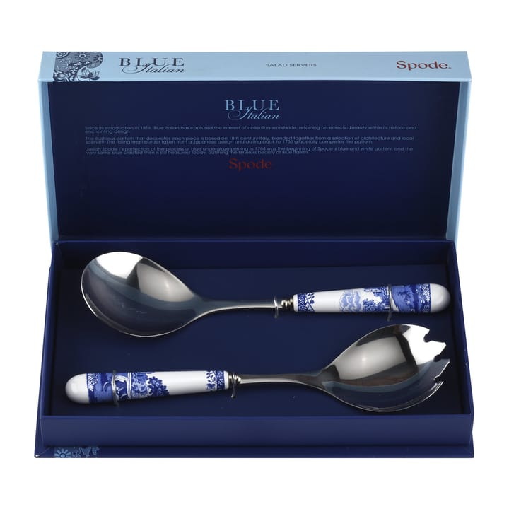 Blue Italian salatbestik 2 dele, Keramik/Rustfrit stål Spode